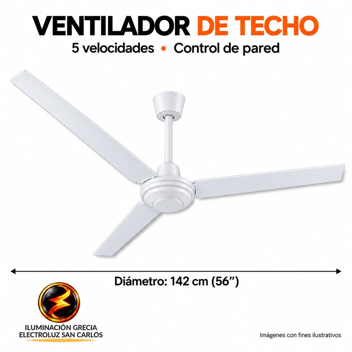 177-00143 /VENTILADOR DE TECHO 56 110V 5 VELOCIDADES BLANCO