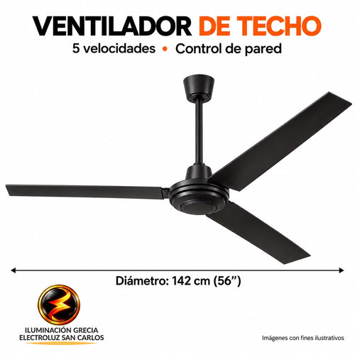 177-00099 /VENTILADOR DE TECHO 56 110V 5 VELOCIDADES NEGRO