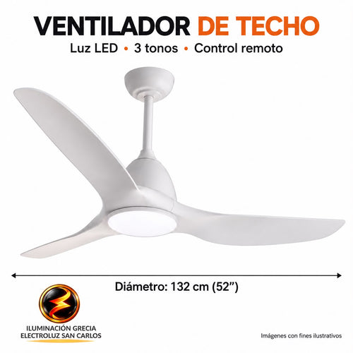 177-00127 /VENTILADOR DE TECHO LUZ LED334-WT 3CCT 20W 52 BLANCO CON CONTROL