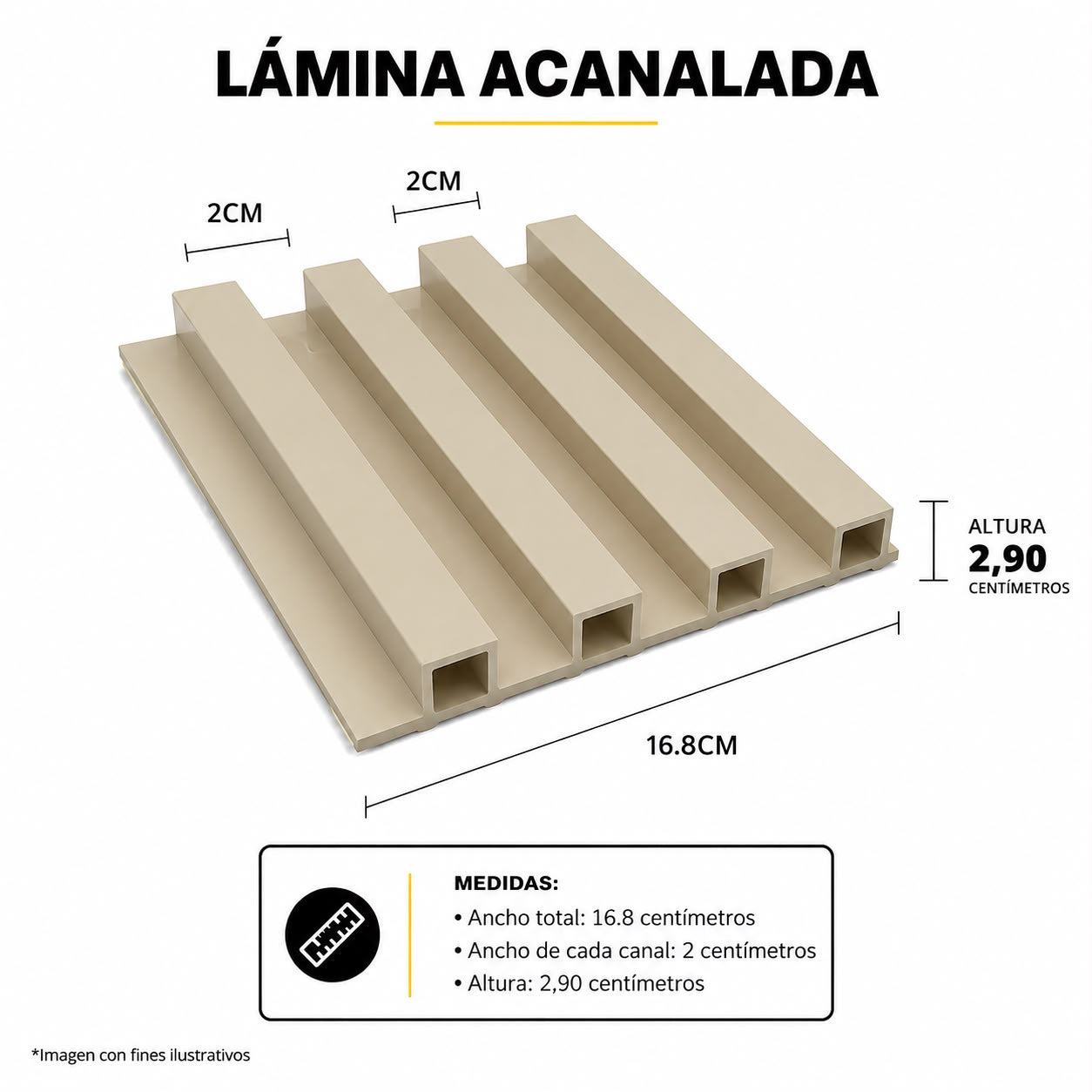 LAMINA ACANALADA 168MM ESTILO BEIGE B9041 X 2.9M