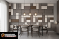 Comedor con paneles mosaico pequeños y patrón continuo