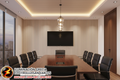 Sala de reuniones con panel de listones crema